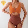 Slim-fitting One-piece Swimsuit V-neck One-piece Swimsuit with Tummy Control High Waisted Bathing Suit for Women in Asia Women Monokini Swimsuit. 