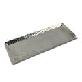KOKKO Rectangular Serving Tray, 7.7in Hammered Stainless Steel Storage Tray, Hammered Serving Plates For Towel Tea Fruit Jewelry, Metal Decorative Vanity Platter. 