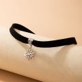 Cute Snowflake Chain Choker Necklace for Women Charms Black Cloths Adjustable Christmas Jewelry Gift Collar 20741. 