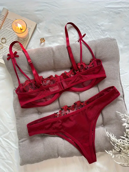 Floral%20Embroidery%20Lingerie%20Set,%20Mesh%20Unlined%20Bra%20&%20Mesh%20Panty,%20Women's%20Lingerie%20&%20Underwear%20-%20Image%2010