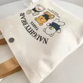 2PC Reusable Cotton Tote Bag, Eco-Friendly, Washable Beach Shopping Bag, Natural Color, 16x15.5x5 Inches. 