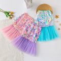 Mermaid Skirt Sequin Fishtail Skirt for 1-8 Years Baby Kids Girls Princess Skirt Mermaid Short Sleeve T-Shirt Birthday Outfit. 