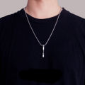 Simple Hip Hop Alloy Men Rectangle Boys Spiral Necklace Clavicle Chain Pendant Necklace Fashion Jewelry. 