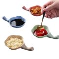1/4pcs Mini Seasoning Bowl All-purpose Wheat Straw Seasoning Small Dish with Handle Sauce Vinegar Seasoning Dish Sauce Snack Plate. 