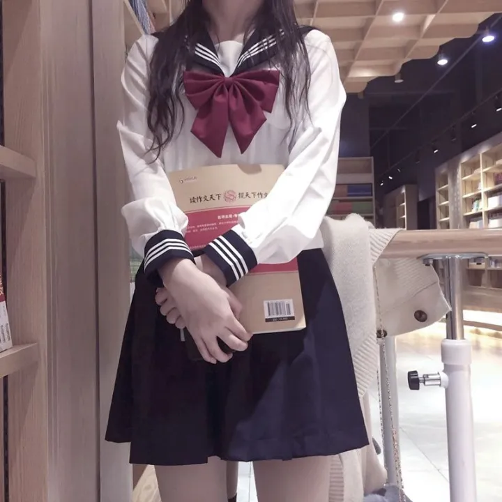 jkUniform%20skirt%20Basic%20Style%20Genuine%20White%20Two%20Books%20Three%20Books%20Student%20School%20Uniform%20College%20Style%20Business%20Attire%20Japanese%20Style%20Sailor%20Suit%20-%20Image%206