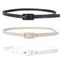 Fashion Metal Buckle PU Belt Slim Side Thin Waist Belt All-match Dress Belt Candy Color Waistband Ladies/Girls. 