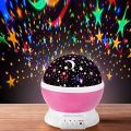 Dreamy Rotating Night Light Projector Lamp with Starry Sky, Star Master, and Unicorn Motifs for Baby's Sleep ,LED Romantic Projection Lamp with USB/AA Battery Power Options. 