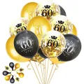 60th Birthday Party Disposable Tableware Set Black Gold Paper Plates Cups Wedding Dinnerware Baby Shower Party Decorations. 