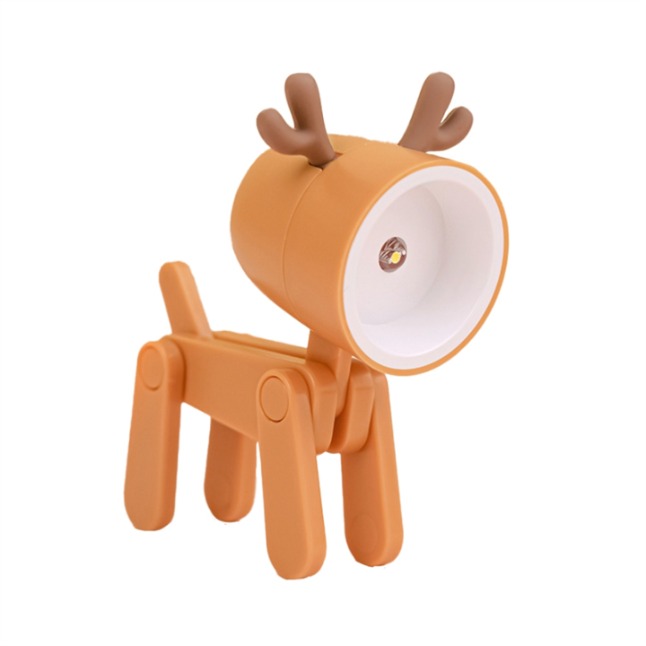 Mini Night Light LED Adjustable Desk Book Light Cute Pet Light Eye Protection Table Lamp Home Room Decor,Deer Orange