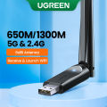 UGREEN WiFi Adapter 650Mbps 5Ghz&2.4GHz Dual-Band AC650 High Gain Antenna Wifi Adapter USB WiFi for PC Desktop | HZ. 