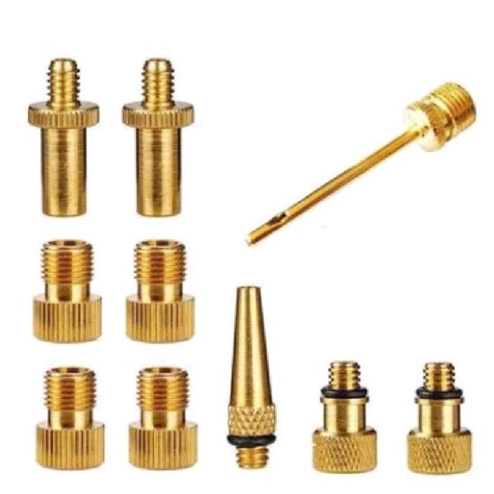 10 Pcs Inflator Pump Nozzle Kit Presta Schrader Valve Tube Bicycle