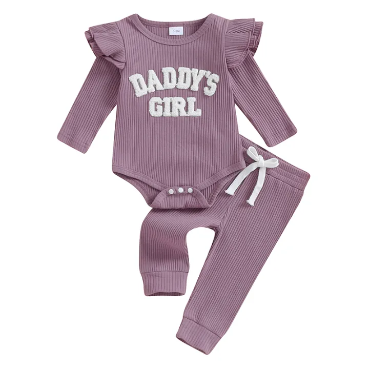 Daddys%20Girls%20Baby%20Clothes%203%206%209%2012%20Month%20Ribbed%20Romper%20Ruffle%20Long%20Sleeve%20Pants%20Newborn%20Outfits%20Clothing%20Set%20-%20Image%206