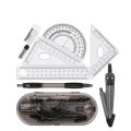 8PCS Student Supplies with Shatterproof Storage Box Math Geometry Kit Set for Engineering Drawing Compass Protractor Ruler. 