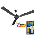 Kelani Ceiling Fan - Black (Manufactured by Havells) + Free Free Energy Saving LED Bulb (Screw Type E27)- KEL-25FANBSZBZ. 