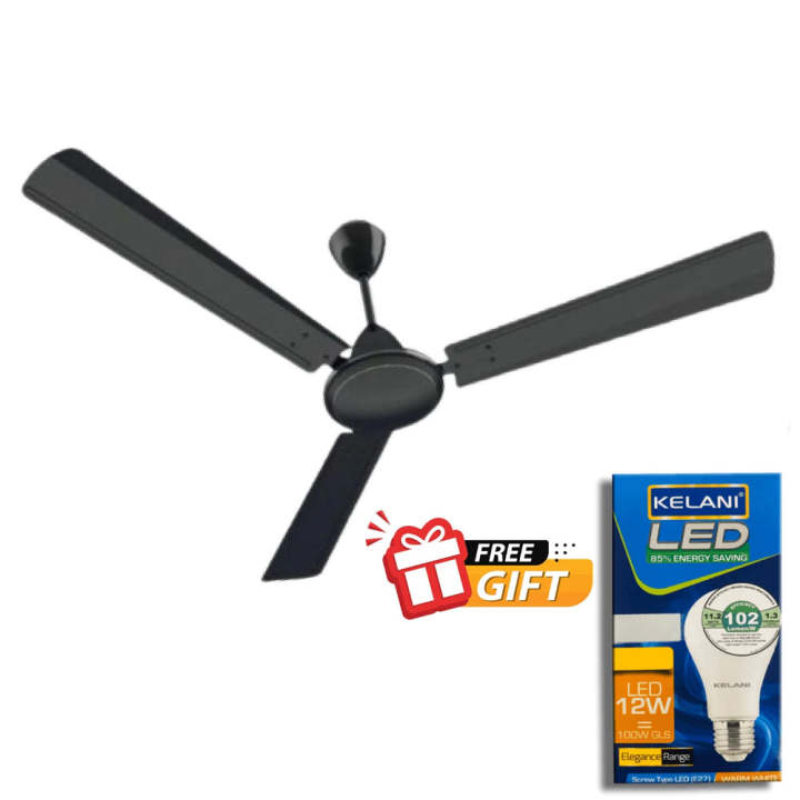 Kelani Ceiling Fan - Black (Manufactured by Havells) + Free Free Energy Saving LED Bulb (Screw Type E27)- KEL-25FANBSZBZ
