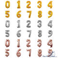 42CM / 16inch foil Number BALLOONS GOLD, SILVER, ROSE GOLD, Birthday Party, Anniversary, Wedding Balloon. 