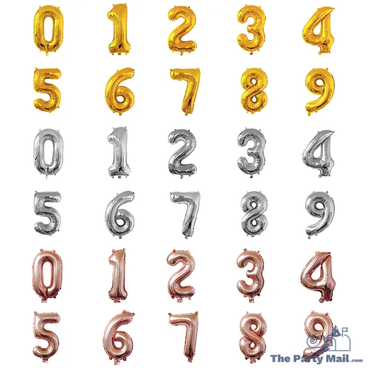 42CM / 16inch foil Number BALLOONS GOLD, SILVER, ROSE GOLD, Birthday Party, Anniversary, Wedding Balloon