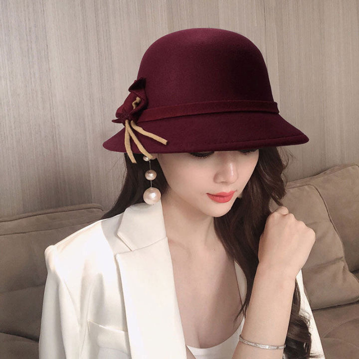 chunren%20Women's%20Jazz%20Cap%20Retro%20Winter%20Fedoras%20Bucket%20Hat%20Felt%20Hat%20Bowknot%20Trilby%20-%20Image%207
