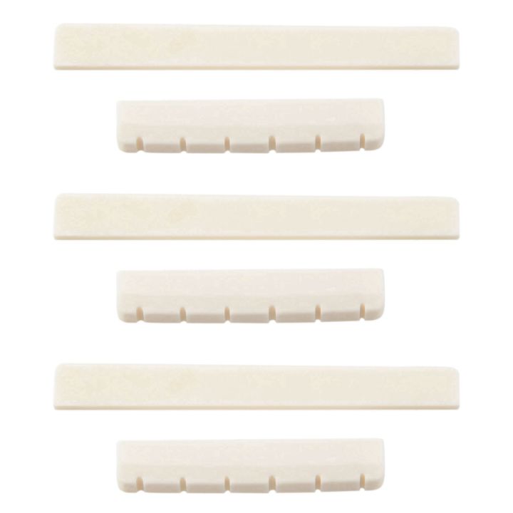 4 Sets (8pcs) Acoustic Guitar Bone Bridge Saddles & Nuts – Universal Fit, Off-White