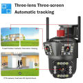 6K 12MP HD 4G SIM PTZ Camera Outdoor Triple Lens Triple Screen Security Mobile AI Auto Tracking CCTV Audio Video Surveillance. 