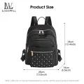 LouisWill Backpack Women Shoulder Bag Waterproof Nylon Backpack Large Capacity Backpack Lightweight Laptop Backpack Casual Zipper Packs With Rivets Decoration Rhombic Lattice Design for Girls Teens Women’ Fashion. 