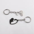 2PCS/Set Yin Yang Cats Couple Keychains Love Heart Round Stainless Steel Pendants Key Chain Valentine's Day Gift. 