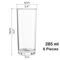 6 Pcs-Red Cherry Slim and Tall Cocktail Glasses Drinking Water Glasses Tumbler (Plain Design) - 285ml. 
