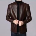 Autumn and Winter New Haining Genuine Leather Men's Leather Coat Stand-up Collar All-Match Dad Jacket Leather Jacket Men's Fleece-Lined. 
