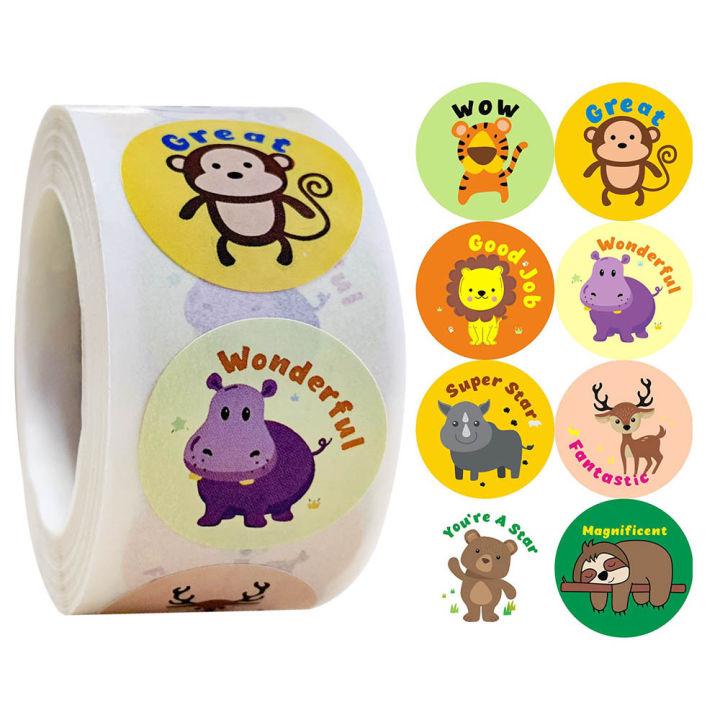【Hottest Trends】500pcs Funny Animal Stickers roll classic Cute Waterproof farm Package Seal Label Cool Skateboard school Stickers Reward For Kid