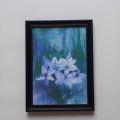 Framed Art Print Wall Art Blue Lily Flowers Acrylic Abstract Painting Picture Nature Decor for Living Room Bed Room Home Decoration. 