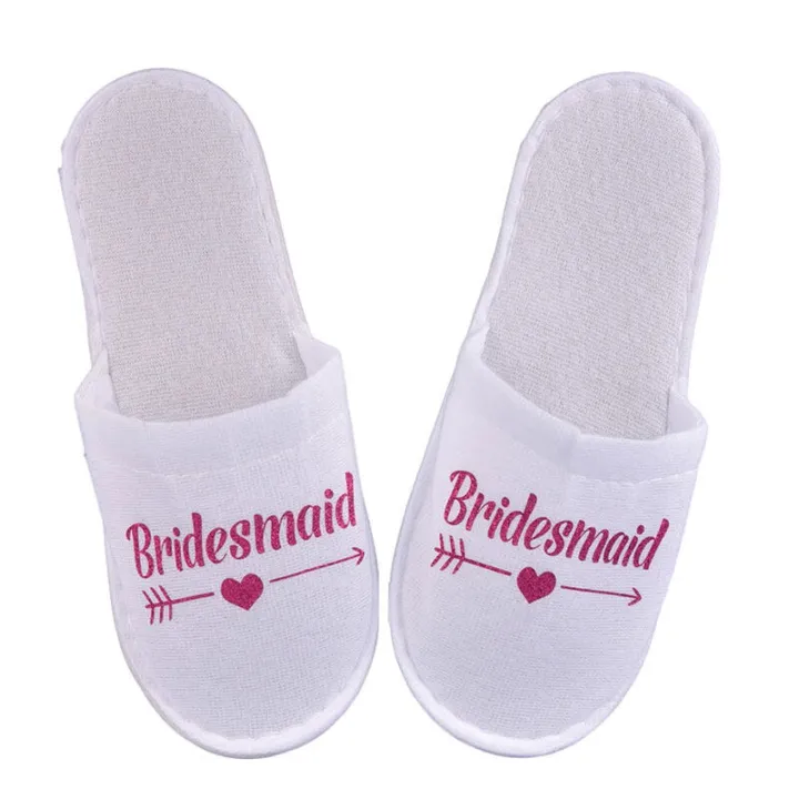 【WEJA】Toplans 1Pair Bride Wedding Decoration Bridesmaid Party Slippers Ladies Party Supplies