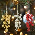 【World Supermarket 2021】3pcs Glitter Cherry Berry Christmas Tree For Home DIY Fake Flowers Xmas Party New Hanging Ornaments. 