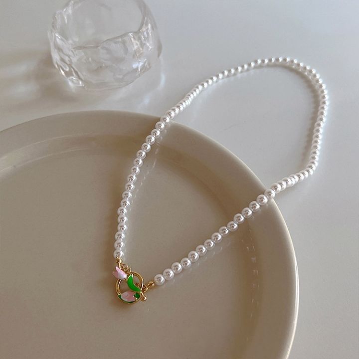New%202025%20Design%202023%20Elegant%20Pearl%20Tulip%20Flower%20Necklace%20Pendant%20for%20Women%20Party%20Jewelry%20Set%20-%20Image%205