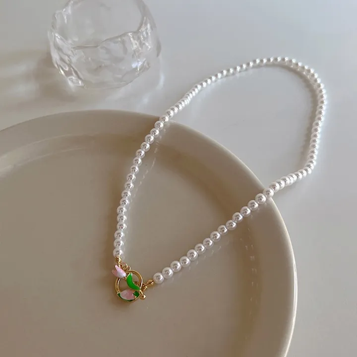 New%202025%20Design%202023%20Elegant%20Pearl%20Tulip%20Flower%20Necklace%20Pendant%20for%20Women%20Party%20Jewelry%20Set%20-%20Image%205