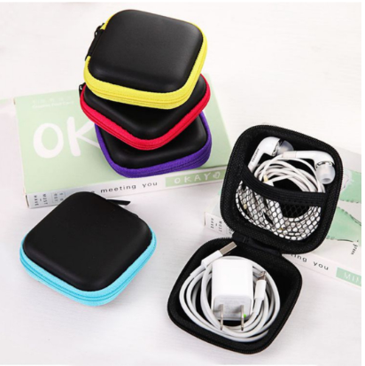 Earphone storage Headphone Case PU Leather Earphone Storage Bag
