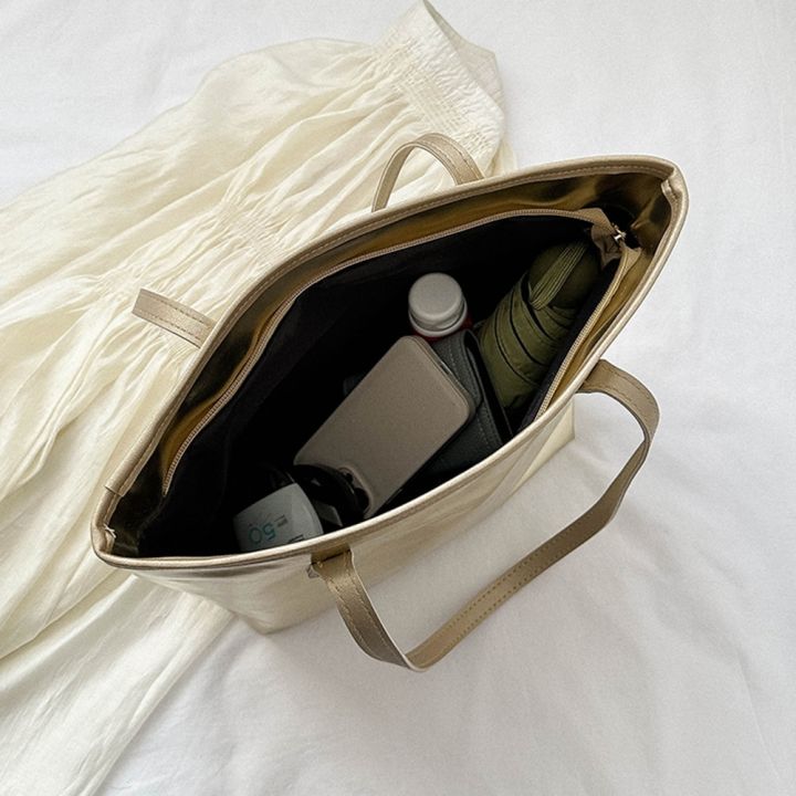 Luxury%20Designer%20Bag%20Women%20Handbag%20Large%20Tote%20Sliver%20Gold%20Shoulder%20Bag%20Simple%20Handle%20Handbags%20Solid%20Color%20Soft%20Shopper%20Purse%20Bag%20-%20Image%205