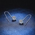 Moissanite Zircons925Sterling Silver Needle Six-Claw Hanging Earrings Female Long Fringe Earrings Anti-Allergy Tik Tok Live Stream Supply. 