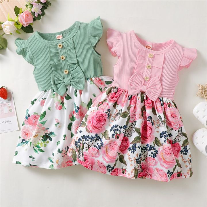 1-5 Years Little Girl Princess Dress Clothing Baby Girl Sleeveless Floral Fashion Dress Children Girl Daily Holiday Clothes