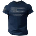Yfashion Men Cotton T Shirt American Flag Printing Sports Tops Fashion Casual Round Neck Short Sleeve Shirt color. 