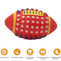 Dog Toy Rubber Squeak Rugby Shape Chew Pets Play Toy Funny Bone Face Design Interactive Play Oval Dog Toys for Medium Large Dogs Cat Puppy Sound Tool Supplies. 