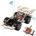 DIY RC Car Toys Assembly Wooden Building Vehicle Toys Racing Car Toy Scientific Experiment Model Kits Gift for Kids. 