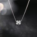 925 Silver four-leaf clover necklace lucky leaf pendant necklace for women girls jewelry gift. 