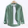 Thin Linen Shirt Men's Long-Sleeved Casual Loose Cotton Linen Shirt Linen Fabric White Shirt Inner Fashion Spring and Summer. 