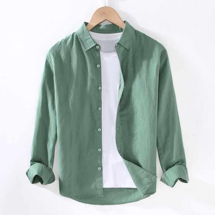 Thin%20Linen%20Shirt%20Men's%20Long-Sleeved%20Casual%20Loose%20Cotton%20Linen%20Shirt%20Linen%20Fabric%20White%20Shirt%20Inner%20Fashion%20Spring%20and%20Summer%20-%20Image%206