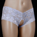 Women Open Crotch Lace Flower Thongs G-String Transparent Underpants Female Solid Breathable. 