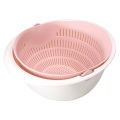 Portable detachable double-layer hollowed-out fruit and vegetable washing drain basket vegetable washing basin rice basket. 