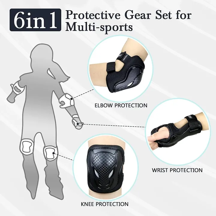 Bicycle%20Safety%20Protector%20Kit%206PCS%20for%20kids%20and%20youth%20Knee%20Elbow%20Wrist%20Pads%20Guards%20Protective%20Equipment%20for%20Cycling%20Scooter%20Knee%20Pads%20Set%20-%20%20Pink,%20Blue,%20Red,%20Black%20-%20Image%205