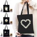 Contemporary Crossbody Bag Quirky Hand-carried Bag Printed Tote Bag Casual Shopping Bag Daisy Print Handbag. 
