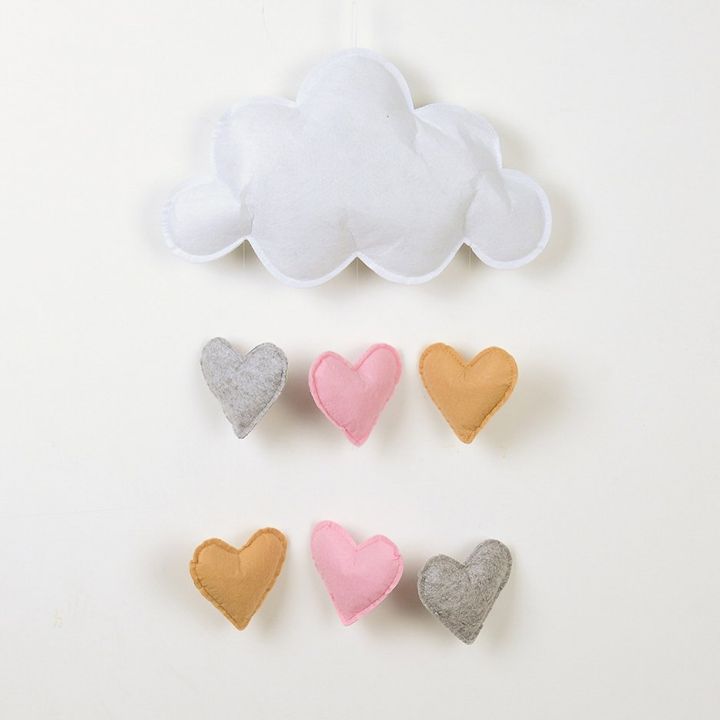 DIY Ornaments Clouds Rain Raindrops Cloth Birthday Party Decorations White Heart