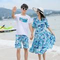Seaside Mother-Daughter Matching Outfit Summer Travel Parent-Child Outfit a Family of Three Four Beach Mother-Daughter Dress Vacation Father-Child Suit. 